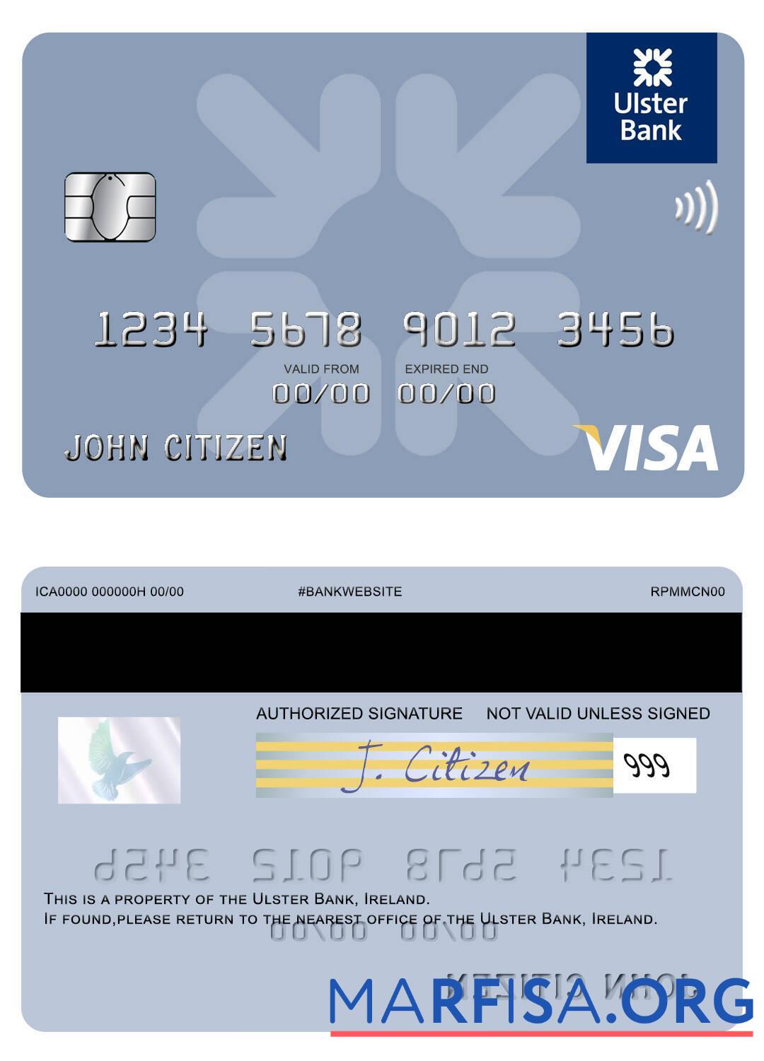 Realistic Ireland Ulster Bank Ireland visa card real example